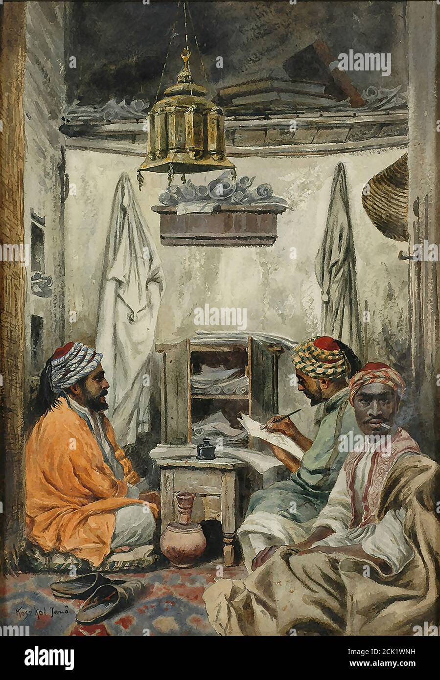 Koszkol Jeno - Orientalist Genre Scene - Hungarian School - 19th  Century Stock Photo