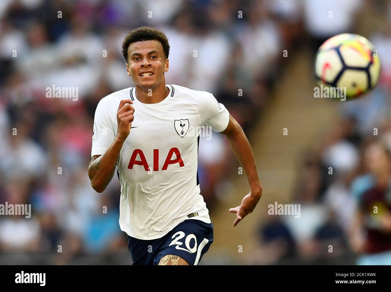 Soccer Football - Premier League - Tottenham Hotspur vs Burnley - London, Britain - August 27, 2017   Tottenham's Dele Alli in action   REUTERS/Dylan Martinez    EDITORIAL USE ONLY. No use with unauthorized audio, video, data, fixture lists, club/league logos or 'live' services. Online in-match use limited to 45 images, no video emulation. No use in betting, games or single club/league/player publications. Please contact your account representative for further details. Stock Photo