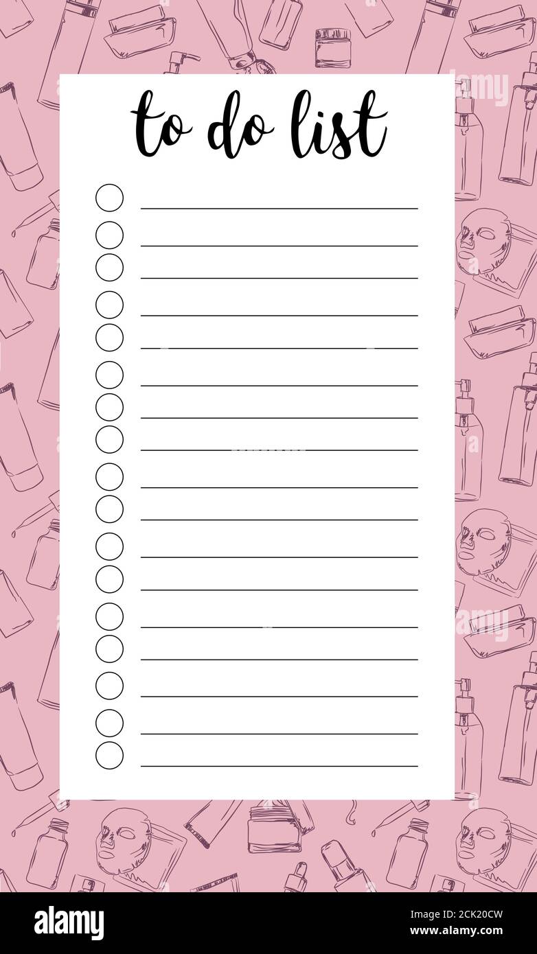 List To Do With Check List Layout Sheet With Place For Notes And Thinks Vector Template Page For Print Office School Modern Design And Trendy H Stock Vector Image Art