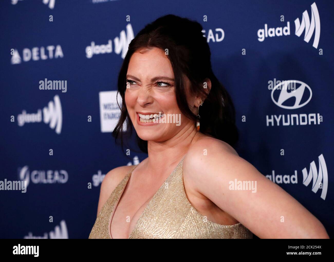 Rachel Bloom arrives for the GLAAD Media Awards in Los Angeles