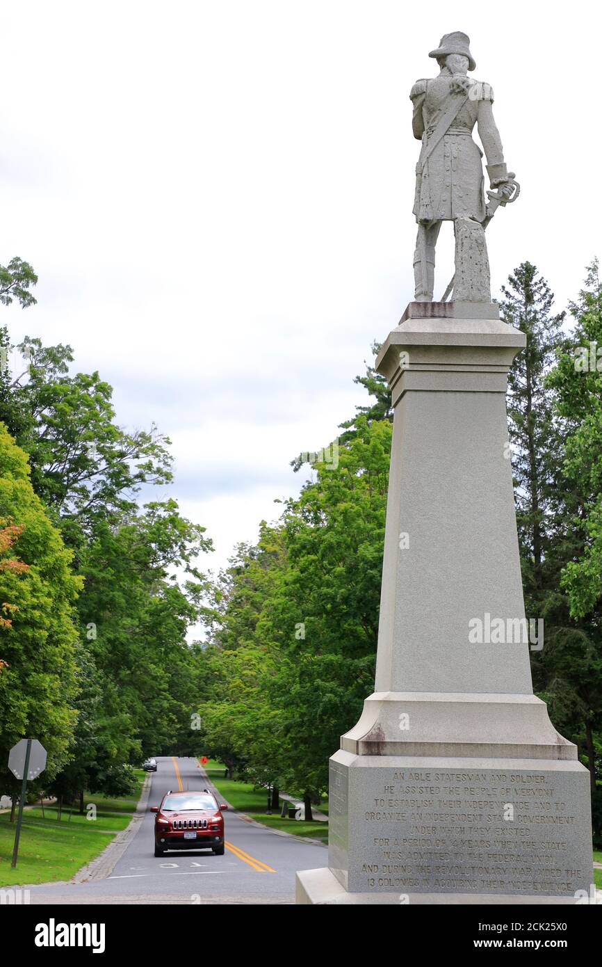 Statue of Continental Colonel Seth Warner in Monument Circle.The