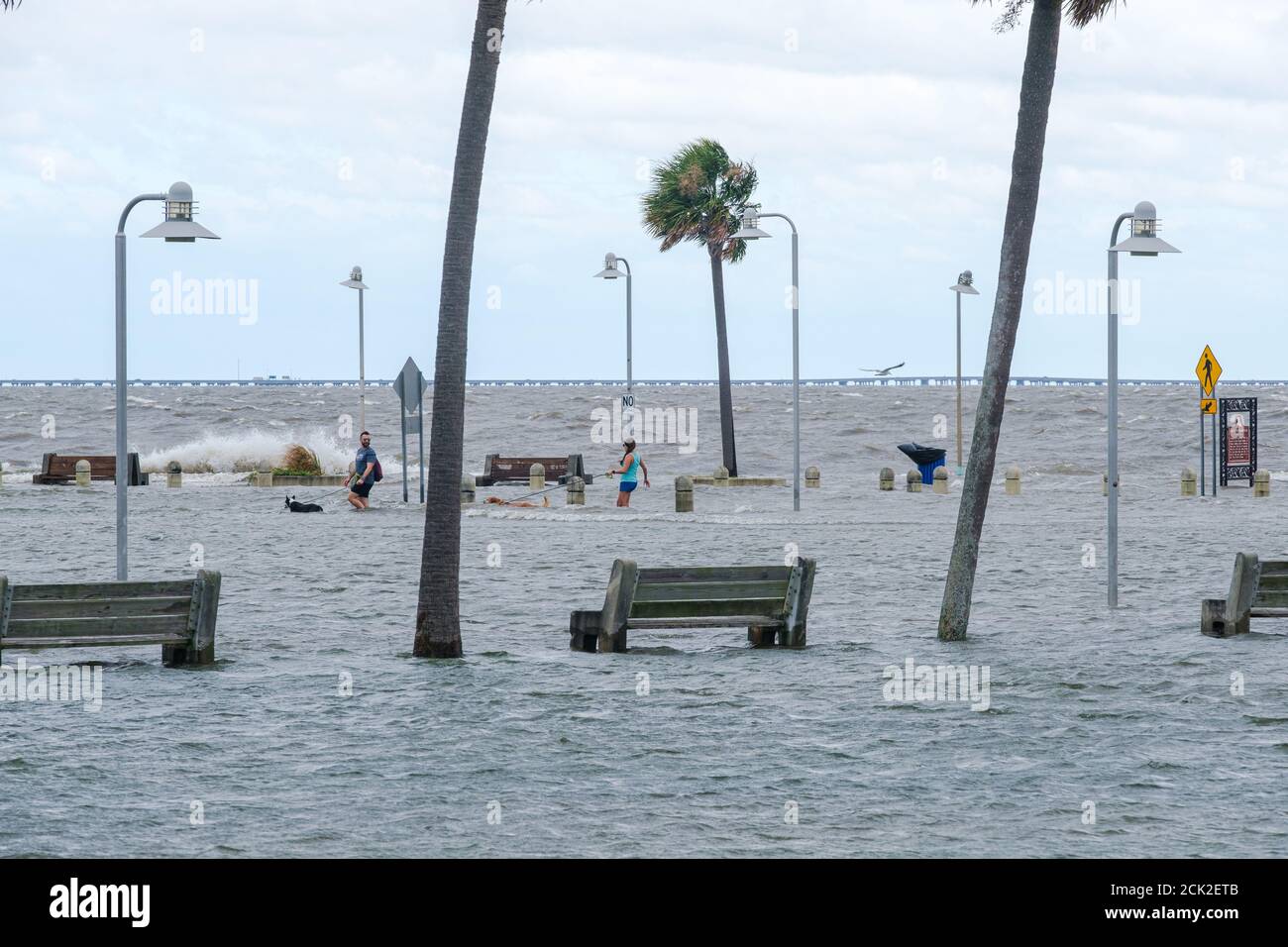 New Orleans, Louisiana/USA 9/15/2020 Storm Surge from Hurricane