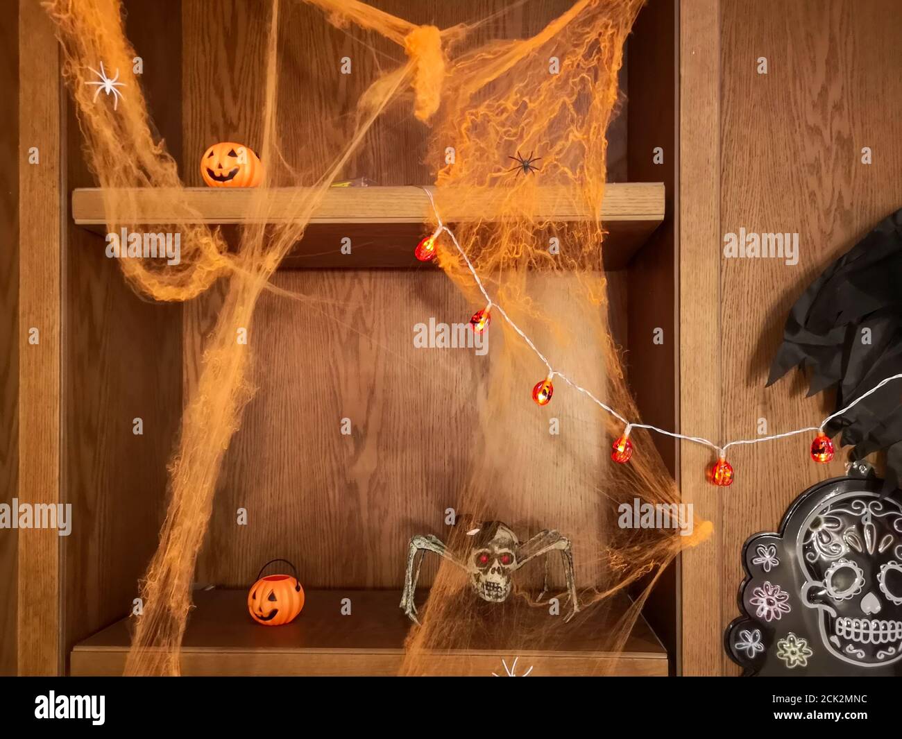 Scary haunted decorations celebrating Halloween in Dubai city, United