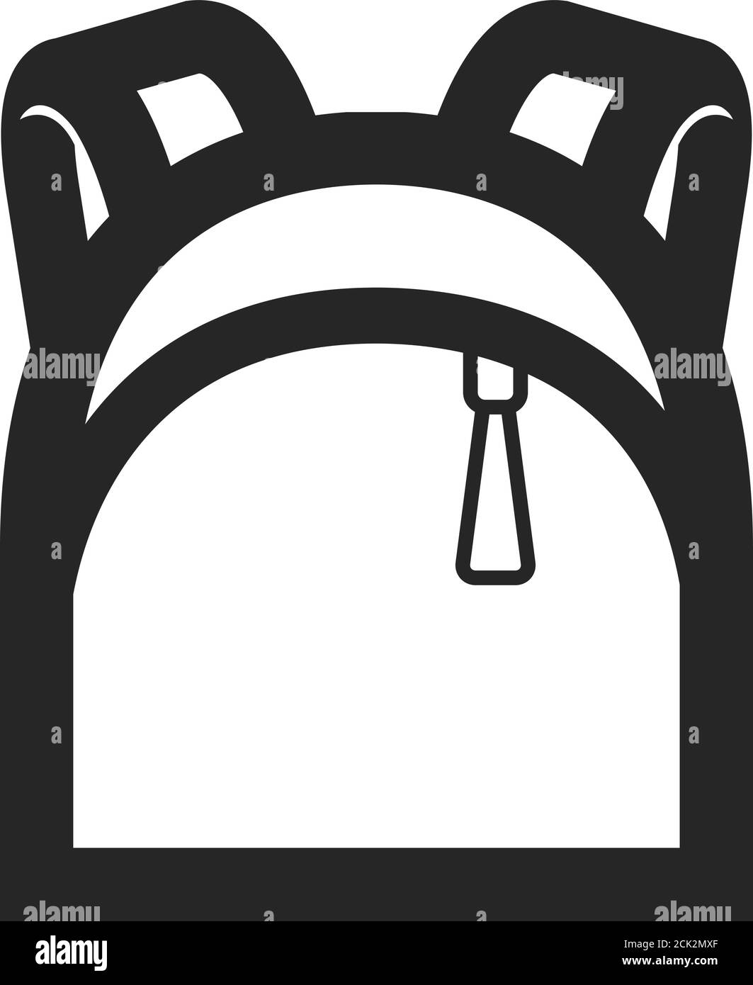 School bag icon in thick outline style. Black and white monochrome ...