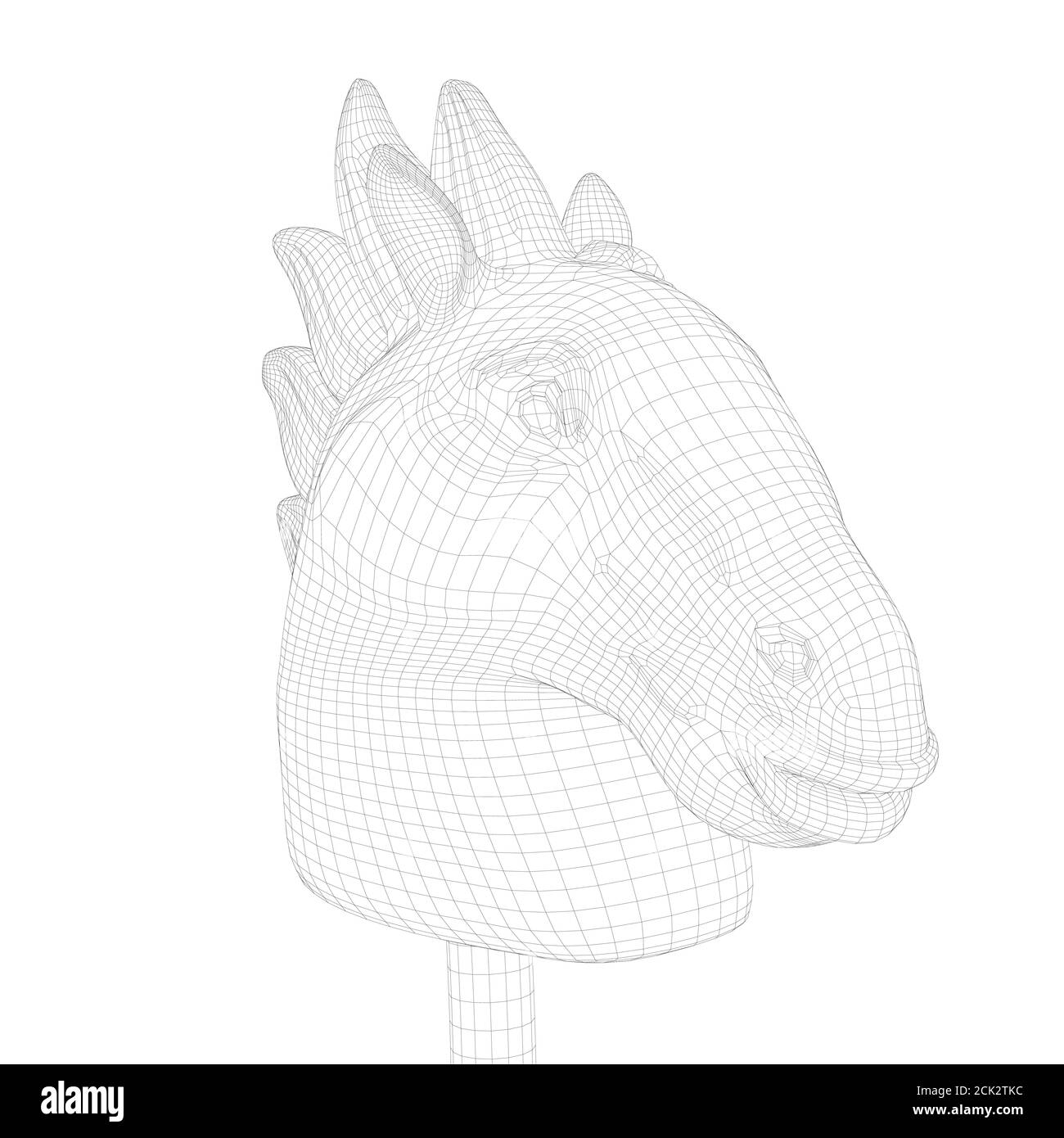 Horse head skeleton on a stick isolated on white background. 3D. Vector illustration Stock Vector