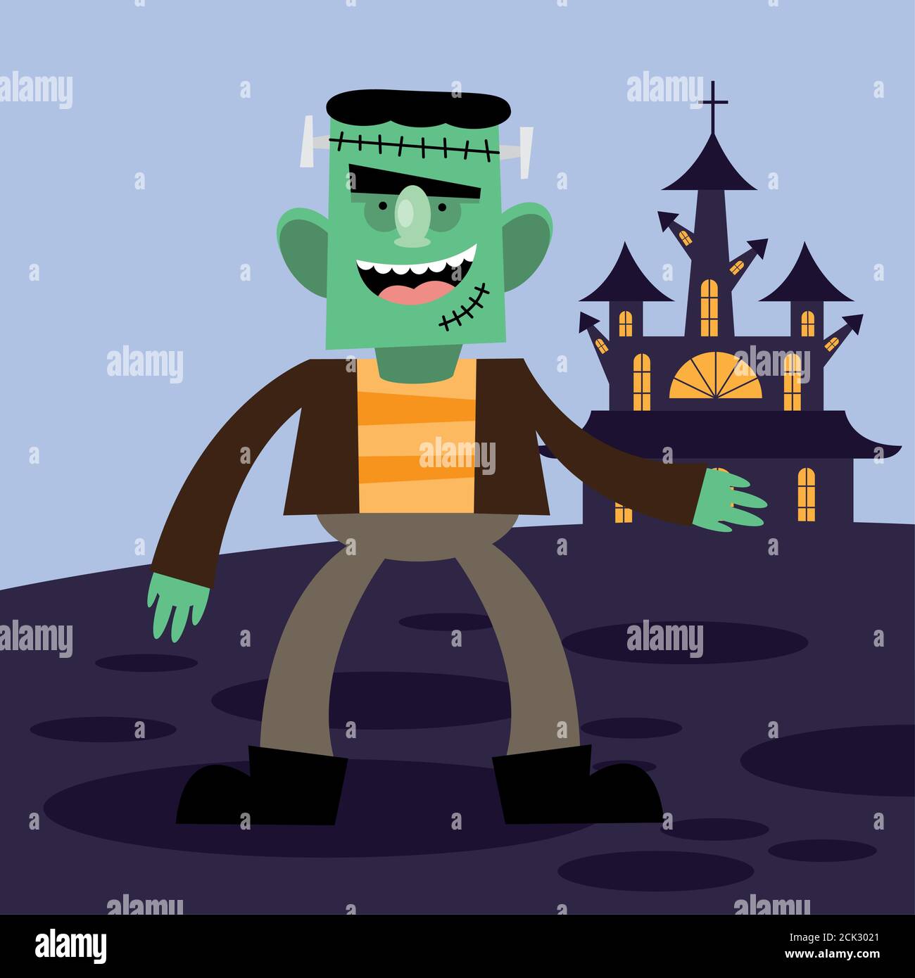 Halloween frankenstein cartoon design, Holiday and scary theme Vector ...