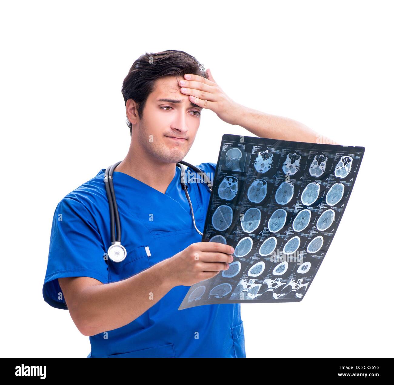 The radiologist doctor with x-ray image isolated on white Stock Photo ...