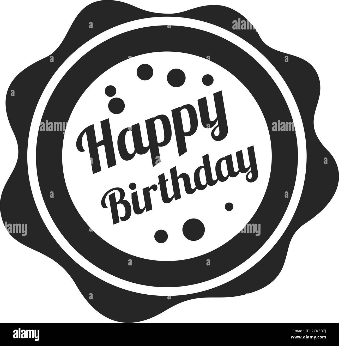Birthday Cake Text Icon In Thick Outline Style Black And White Monochrome Vector Illustration Stock Vector Image Art Alamy