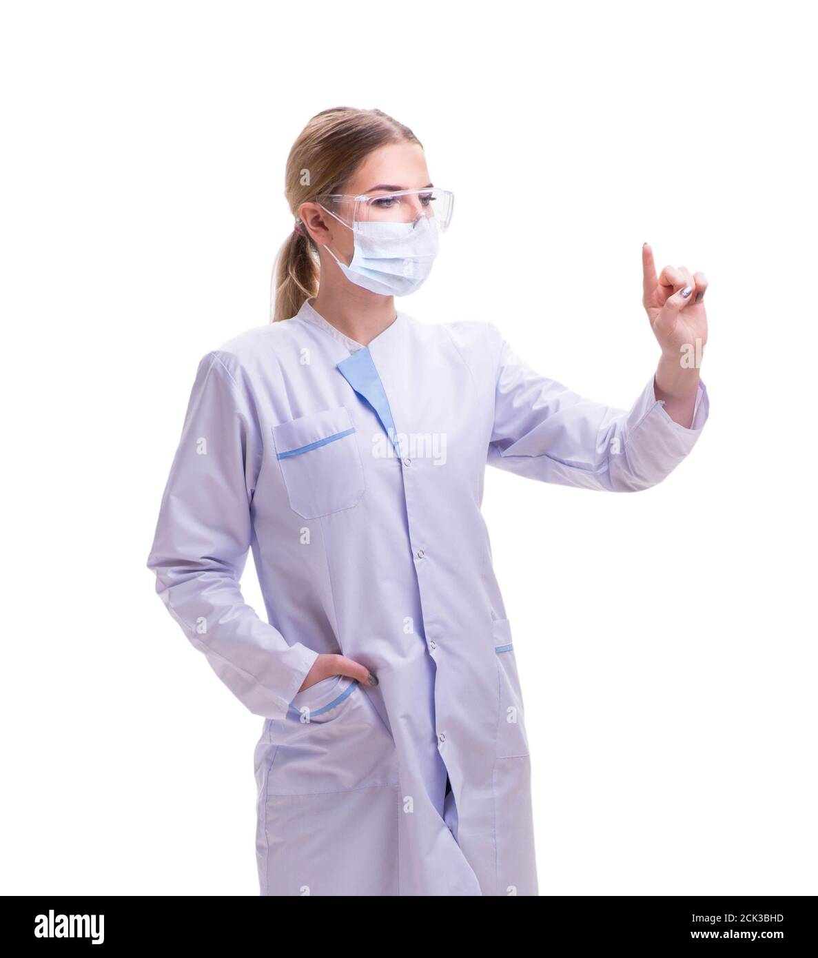 The young woman doctor isolated on white background Stock Photo - Alamy