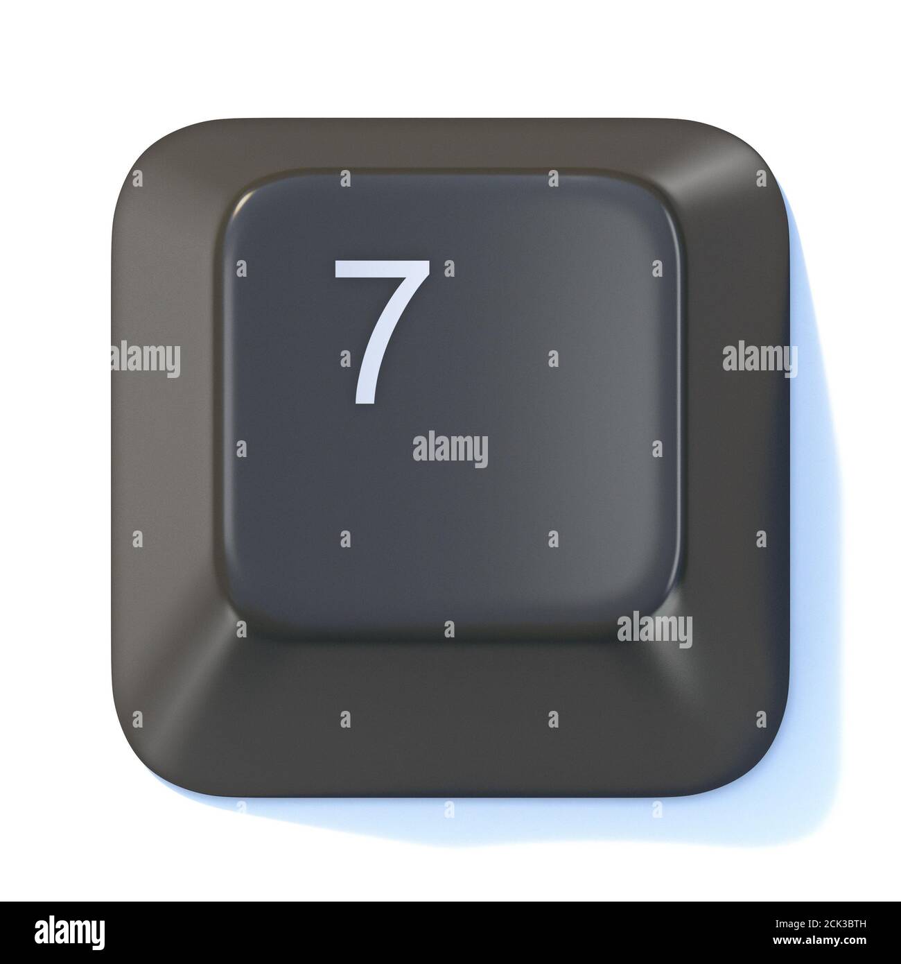 Black computer keyboard key Number 7 3D render illustration isolated on