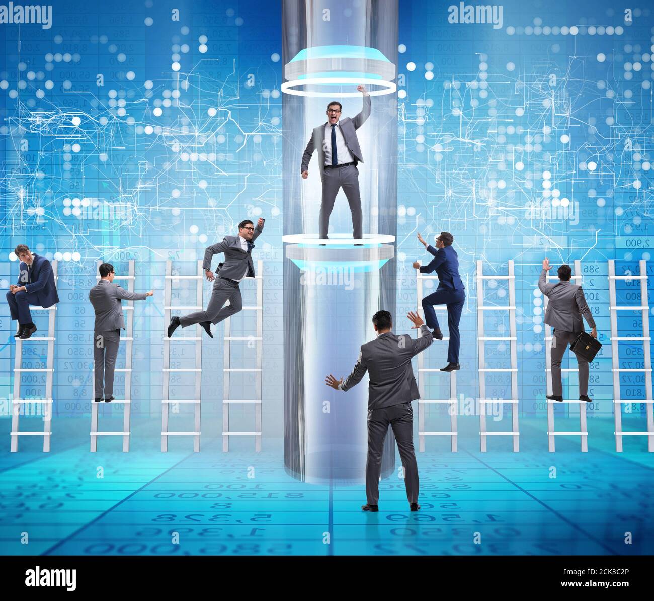 The businessmen in accelerated and fast promotion concept Stock Photo ...