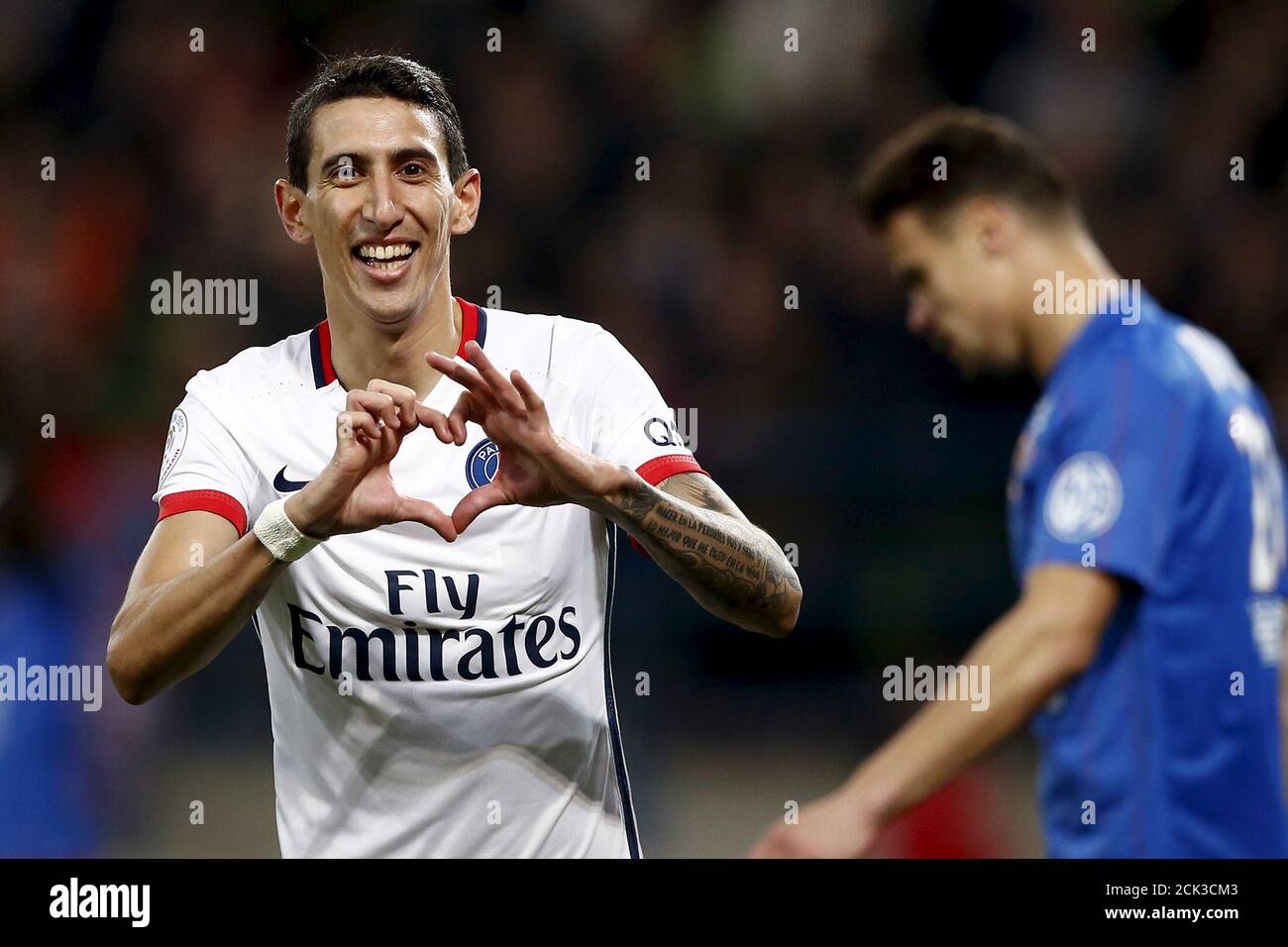 Football Soccer Caen Vs Paris St Germain French Ligue 1 Michel D Ornano Stadium Caen France 19 12 15 Paris St Germain S Angel Di Maria Celebrates Reuters Benoit Tessier Stock Photo Alamy