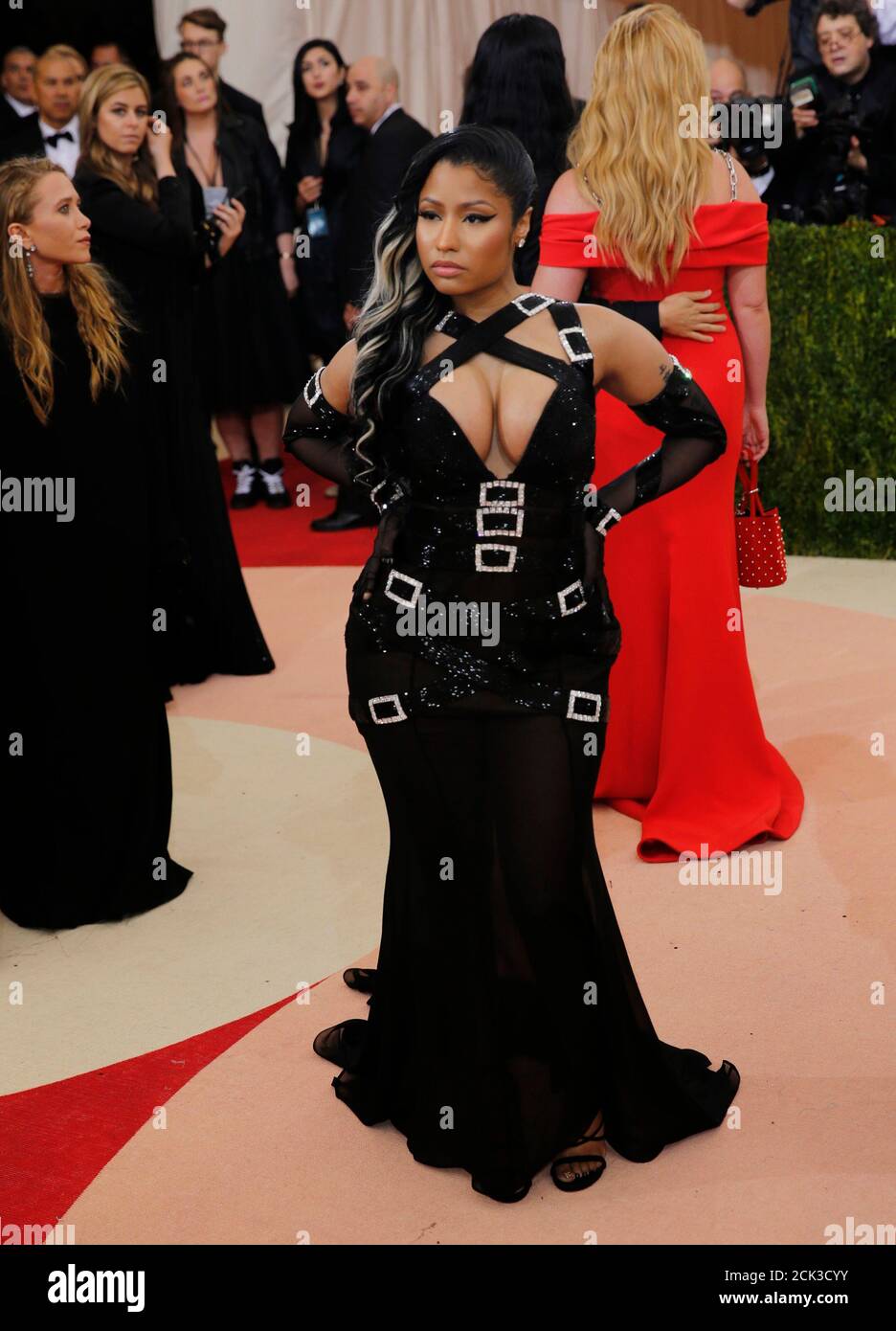 Rapper Nicki Minaj arrives at the Metropolitan Museum of Art Costume  Institute Gala (Met Gala) to celebrate the opening of "Manus x Machina:  Fashion in an Age of Technology" in the Manhattan