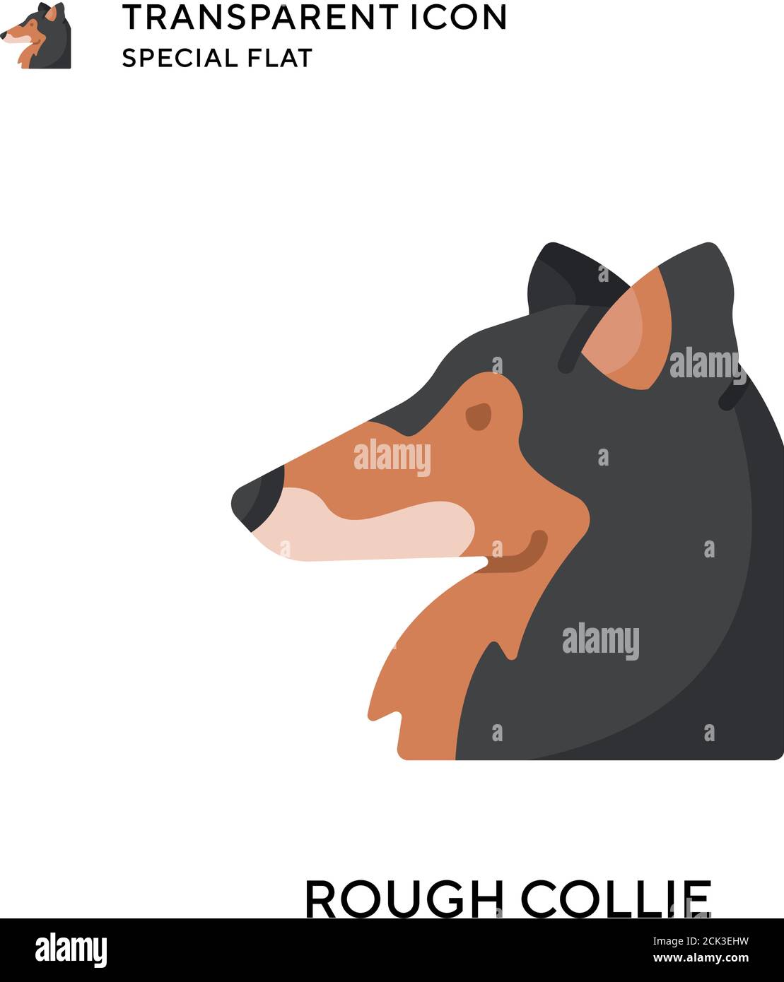 Rough collie vector icon. Flat style illustration. EPS 10 vector. Stock Vector