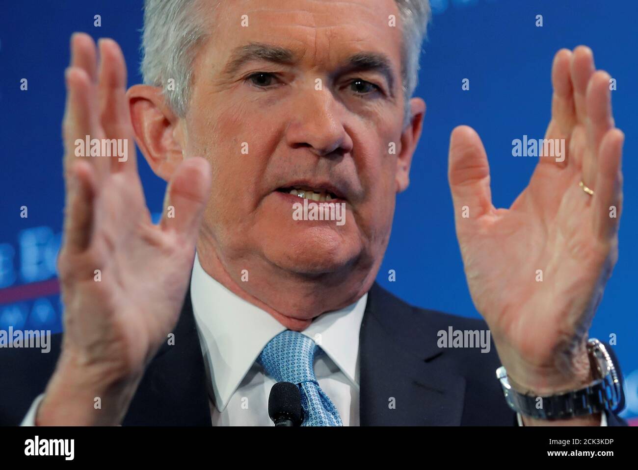 U S Federal Reserve Board Chairman Jerome Powell Participates In A Luncheon Discussion Hosted By The Economic Club In Washington U S January 10 2019 Reuters Jim Young Stock Photo Alamy