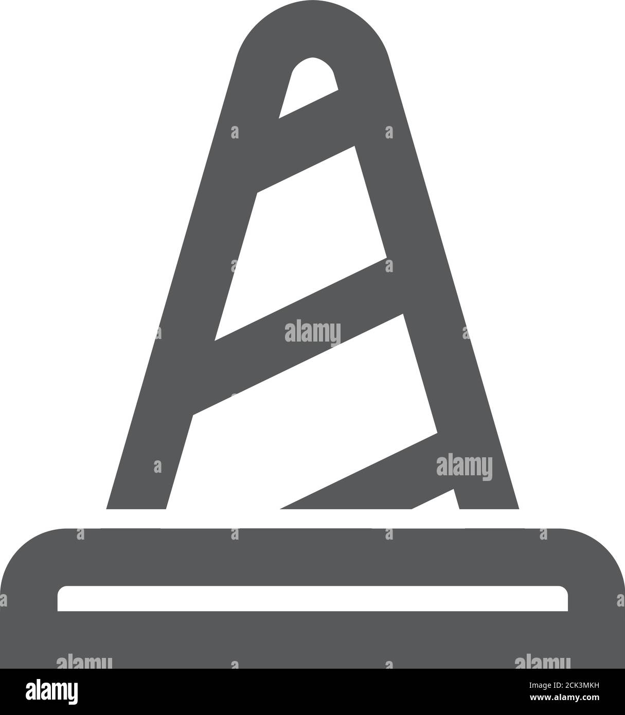 Traffic cone icon in thick outline style. Black and white monochrome ...