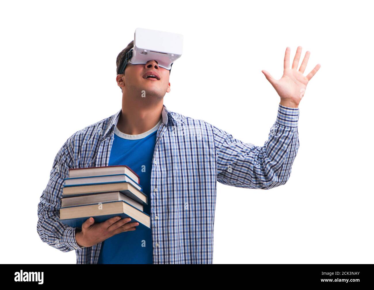 The young man wearing virtual reality vr glasses Stock Photo - Alamy