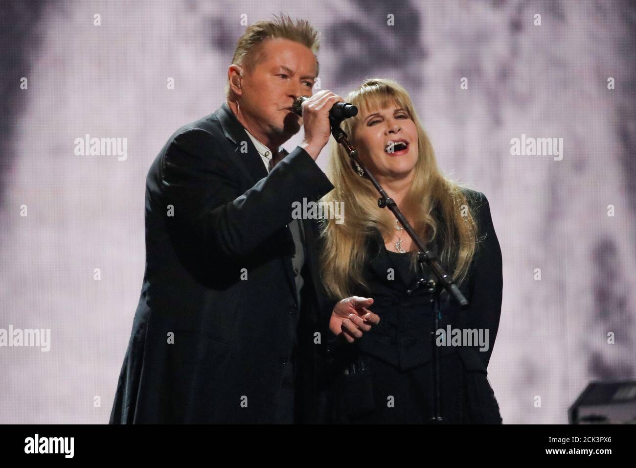 Don Henley and inductee Stevie Nicks (R) performs during the 2019 Rock and Roll  Hall of Fame induction ceremony in Brooklyn, New York, U.S., March 29, 2019.  REUTERS/Mike Segar Stock Photo - Alamy