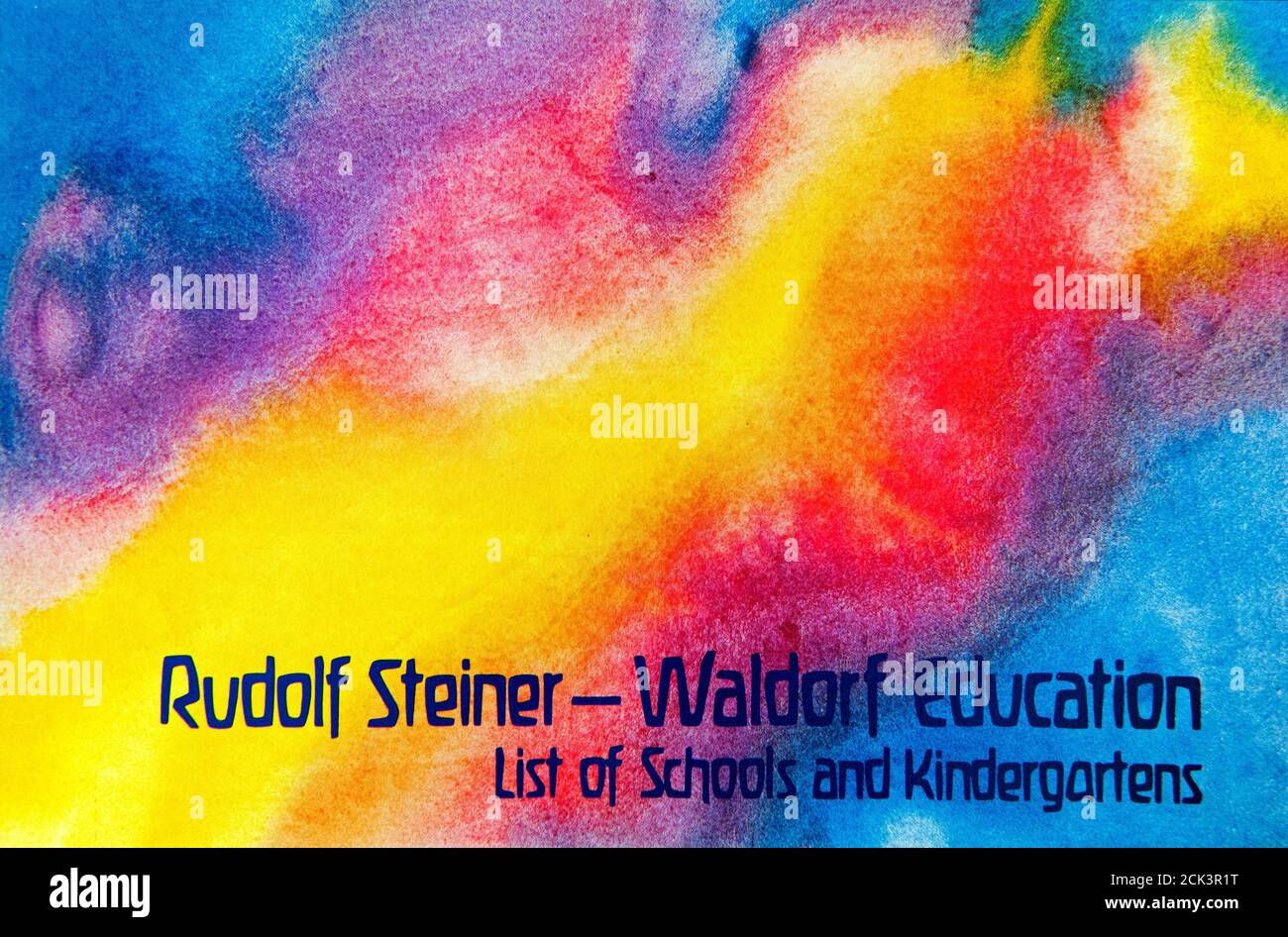 Rudolf Steiner - Waldorf Education colourful booklet, List of schools and Kindergartens.  For editorial use only Stock Photo