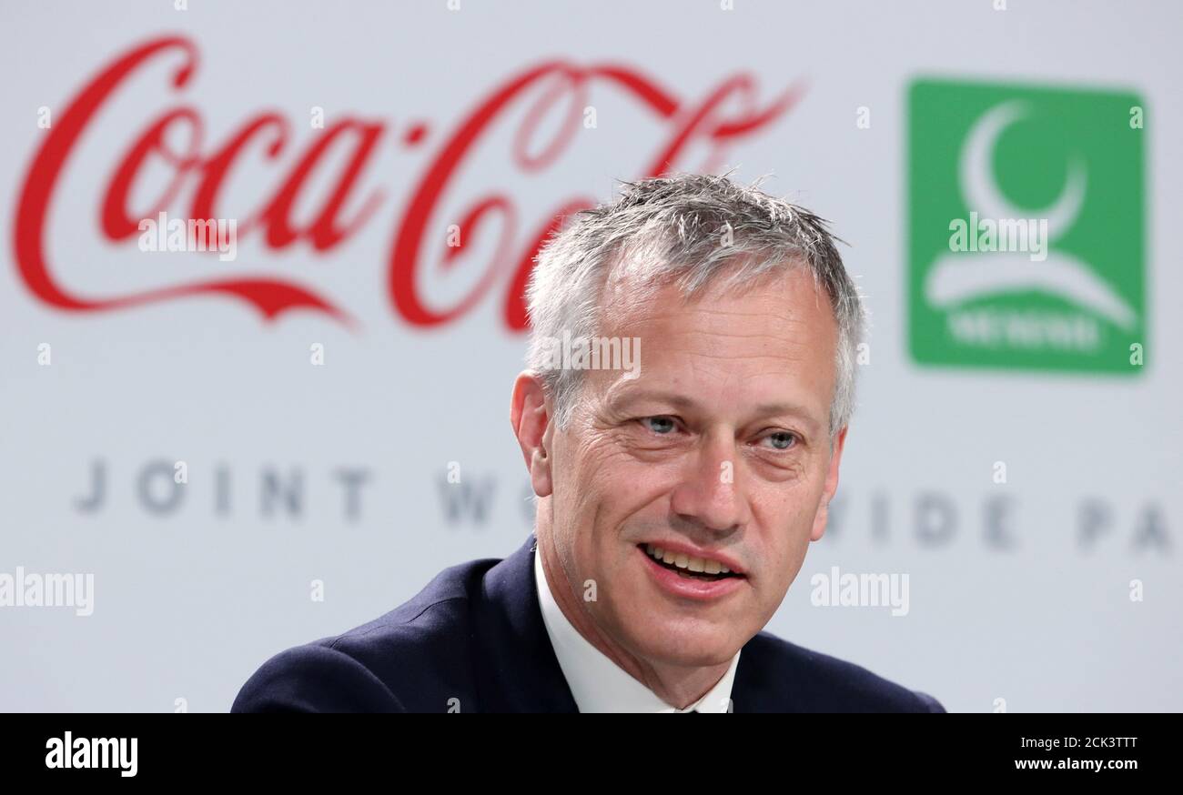 The Coca-Cola Company President and CEO James Quincey attends a news  conference before the 134th session of International Olympic Committee  (IOC) during which the host city for the 2026 Winter Olympic Games