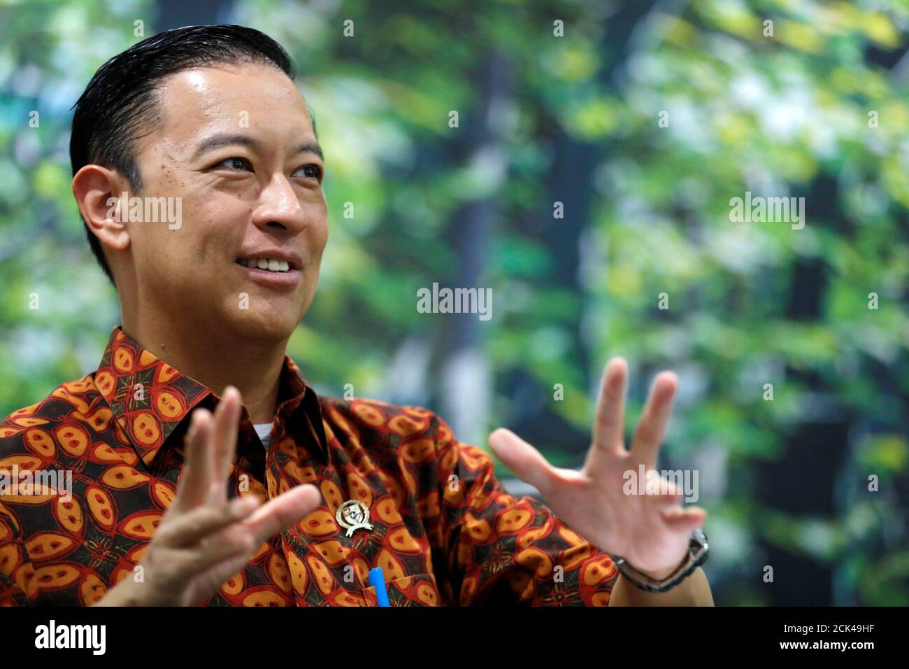 Chief Of Indonesia S Investment Coordinating Board Bkpm Thomas Lembong Gestures As He Talks During An Interview With Reuters At His Office In Jakarta Indonesia March 27 2019 Reuters Willy Kurniawan Stock Photo Alamy<script async src=