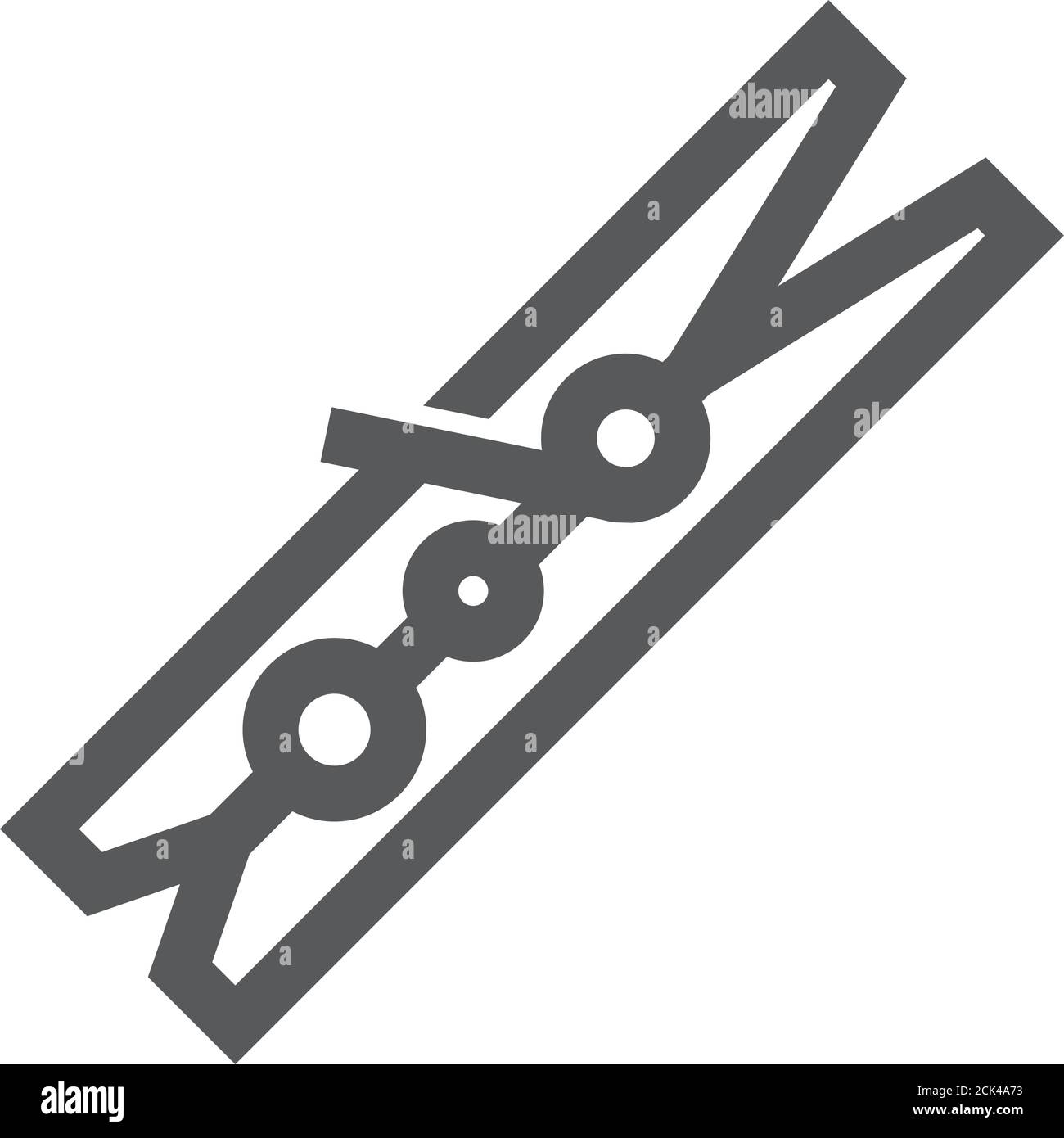 Clothes peg icon in thick outline style. Black and white monochrome