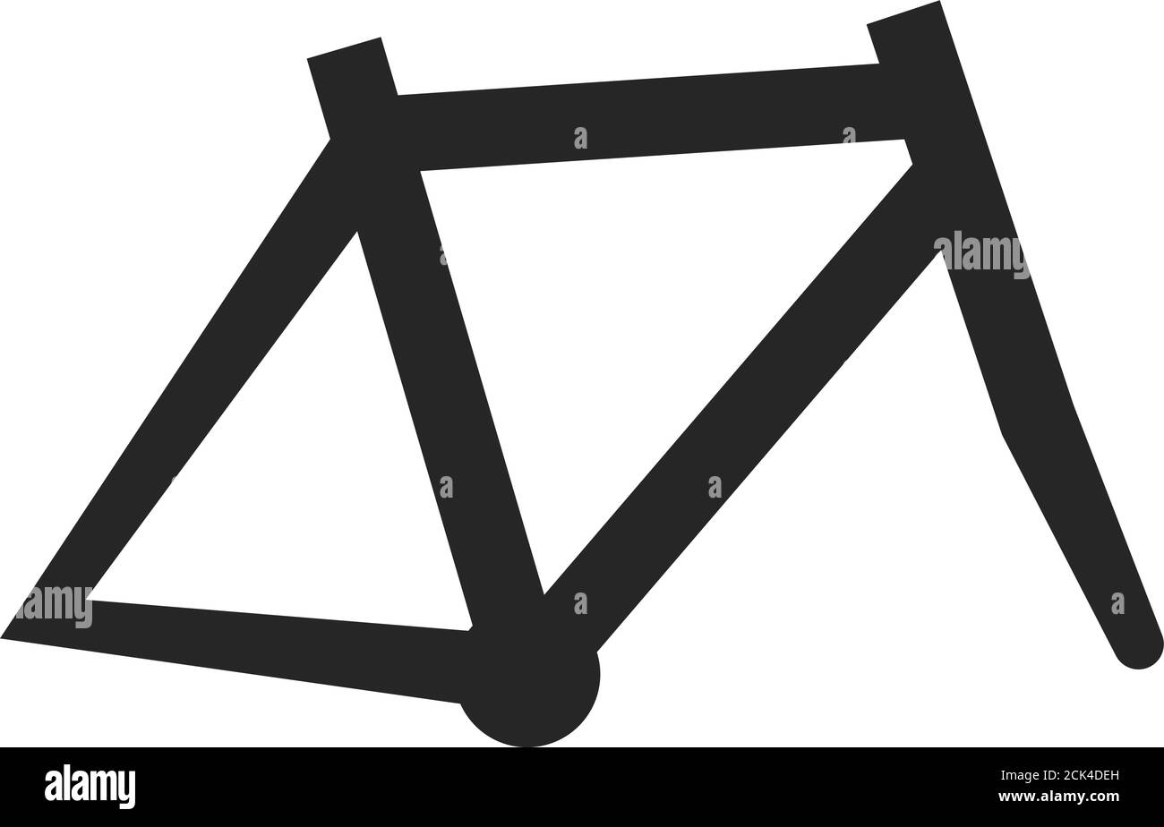 Bicycle frame icon in thick outline style. Black and white monochrome vector illustration Stock
