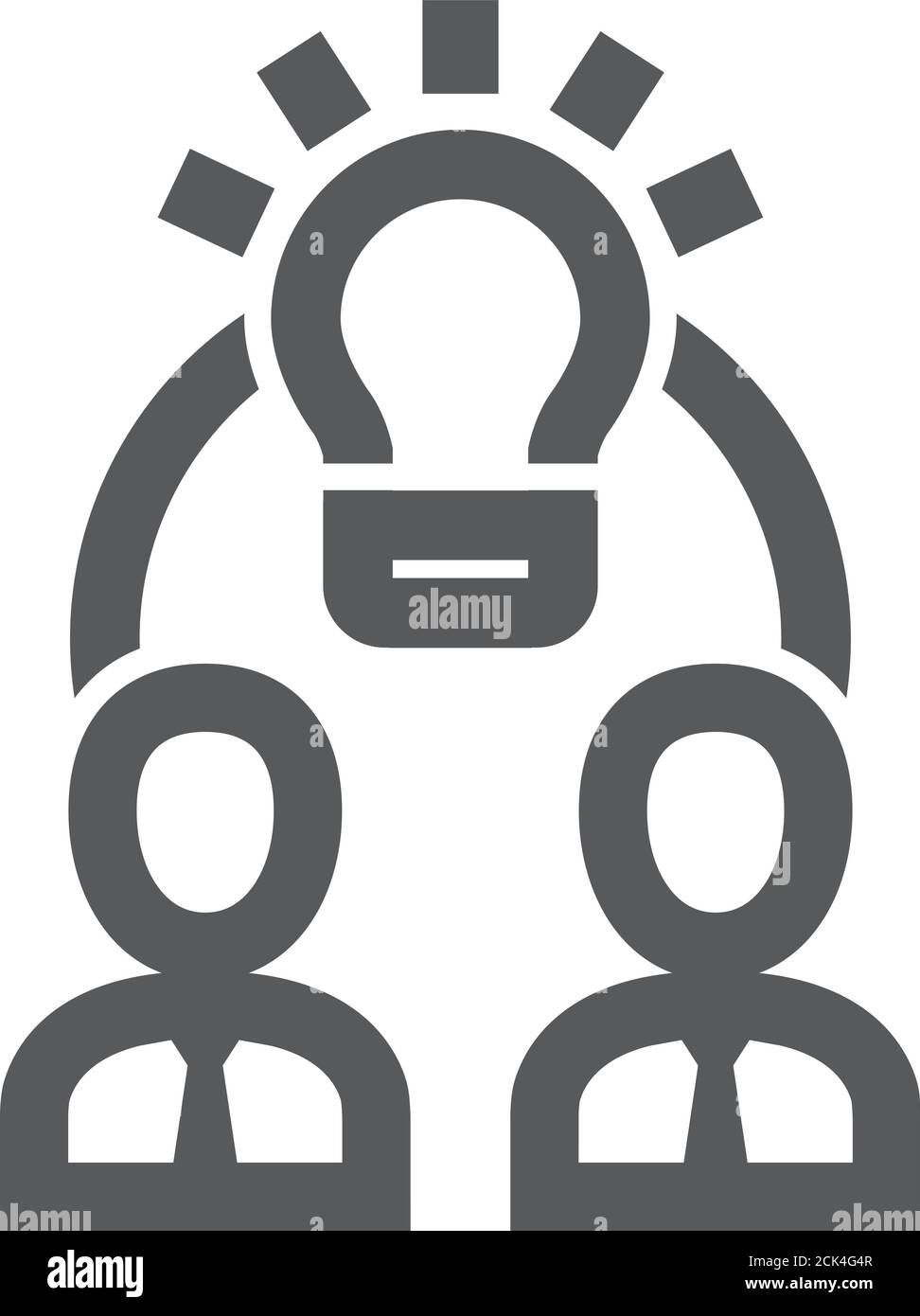 Teamwork icon in thick outline style. Black and white monochrome vector ...