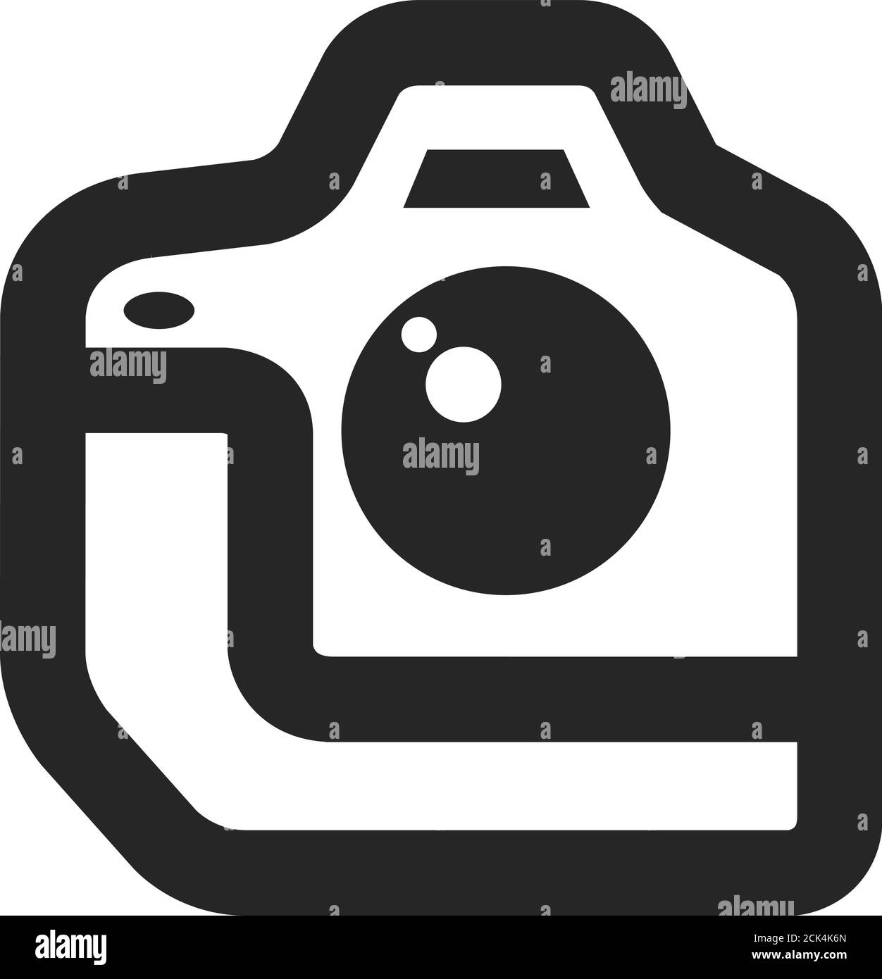Camera icon in thick outline style. Black and white monochrome vector ...