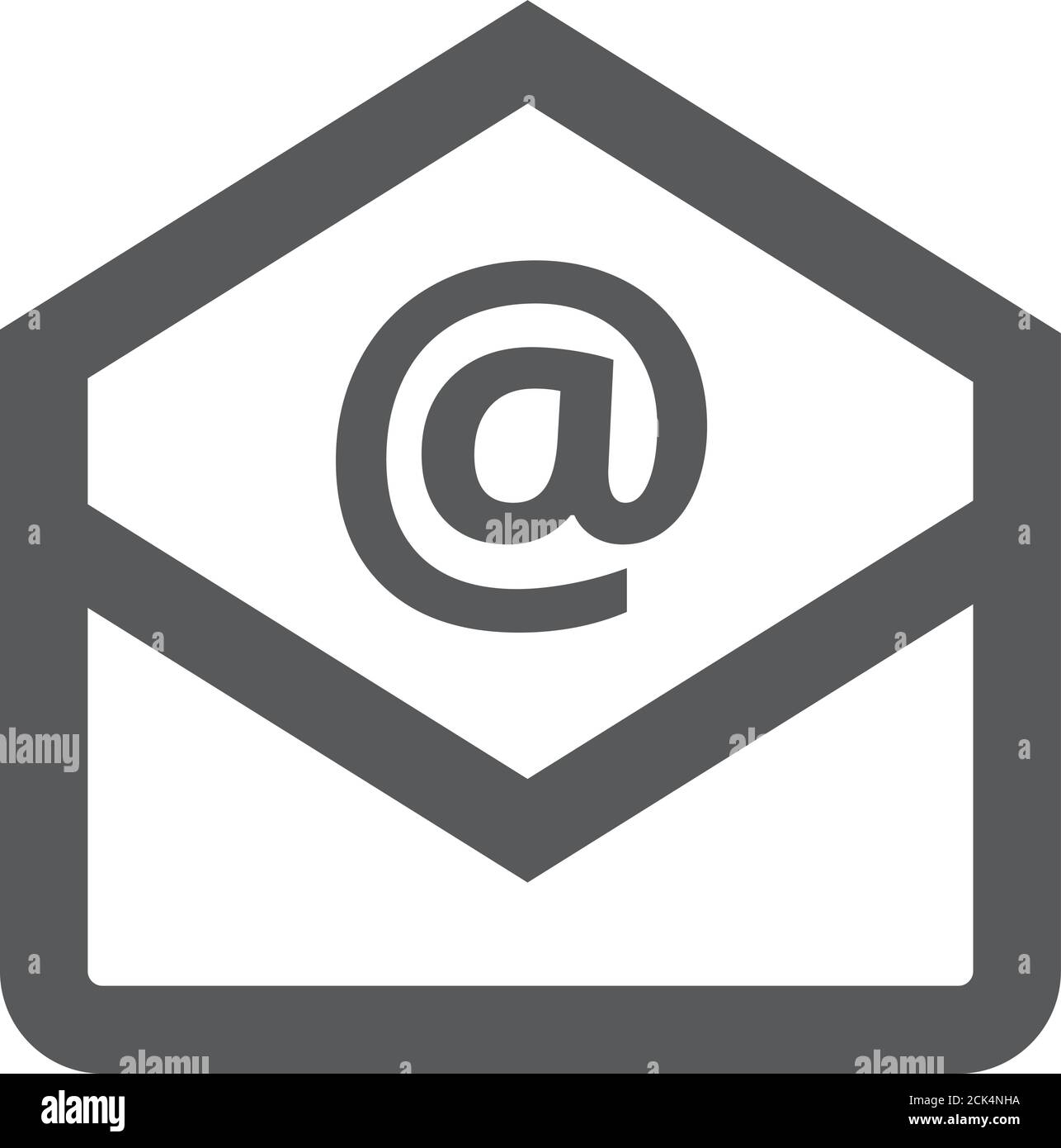 Email icon in thick outline style. Black and white monochrome vector