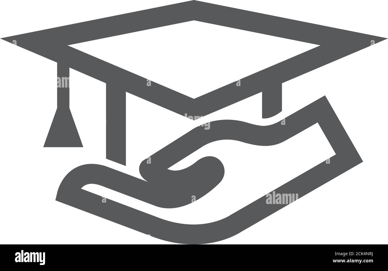 Hand holding diploma icon in thick outline style. Black and white ...