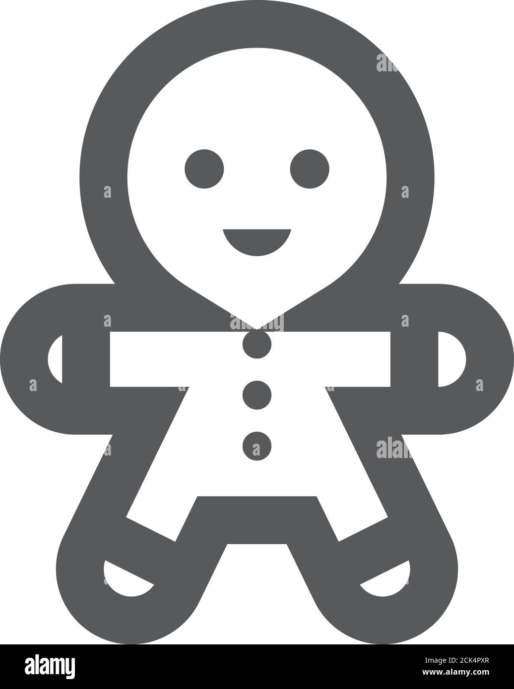 Gingerman icon in thick outline style. Black and white monochrome