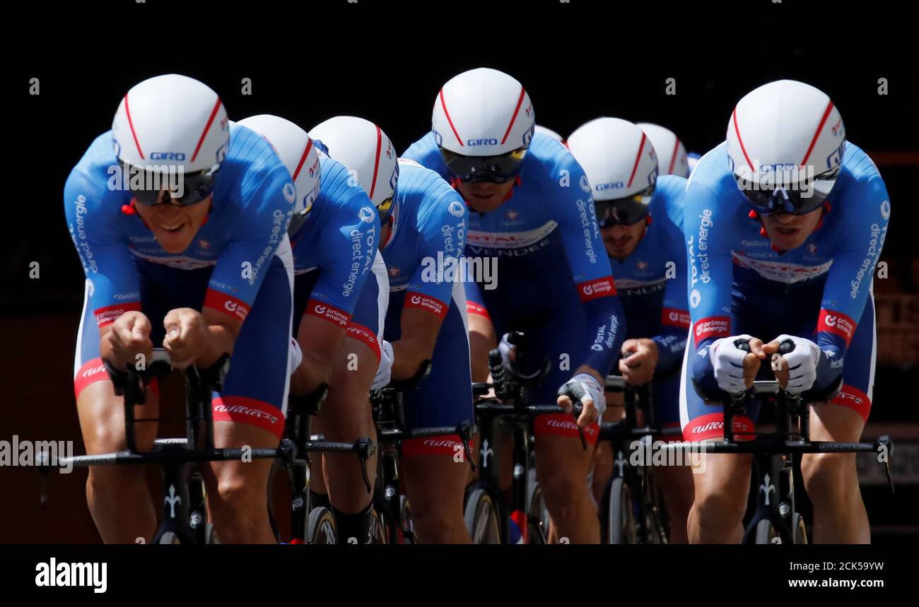 Cycling - Tour de France - The 27.6-km Stage 2 Team Time Trial from  Brussels Royal Palace to Brussels Atomium - July 7, 2019 - Total Direct  Energie riders, with Niki Terpstra