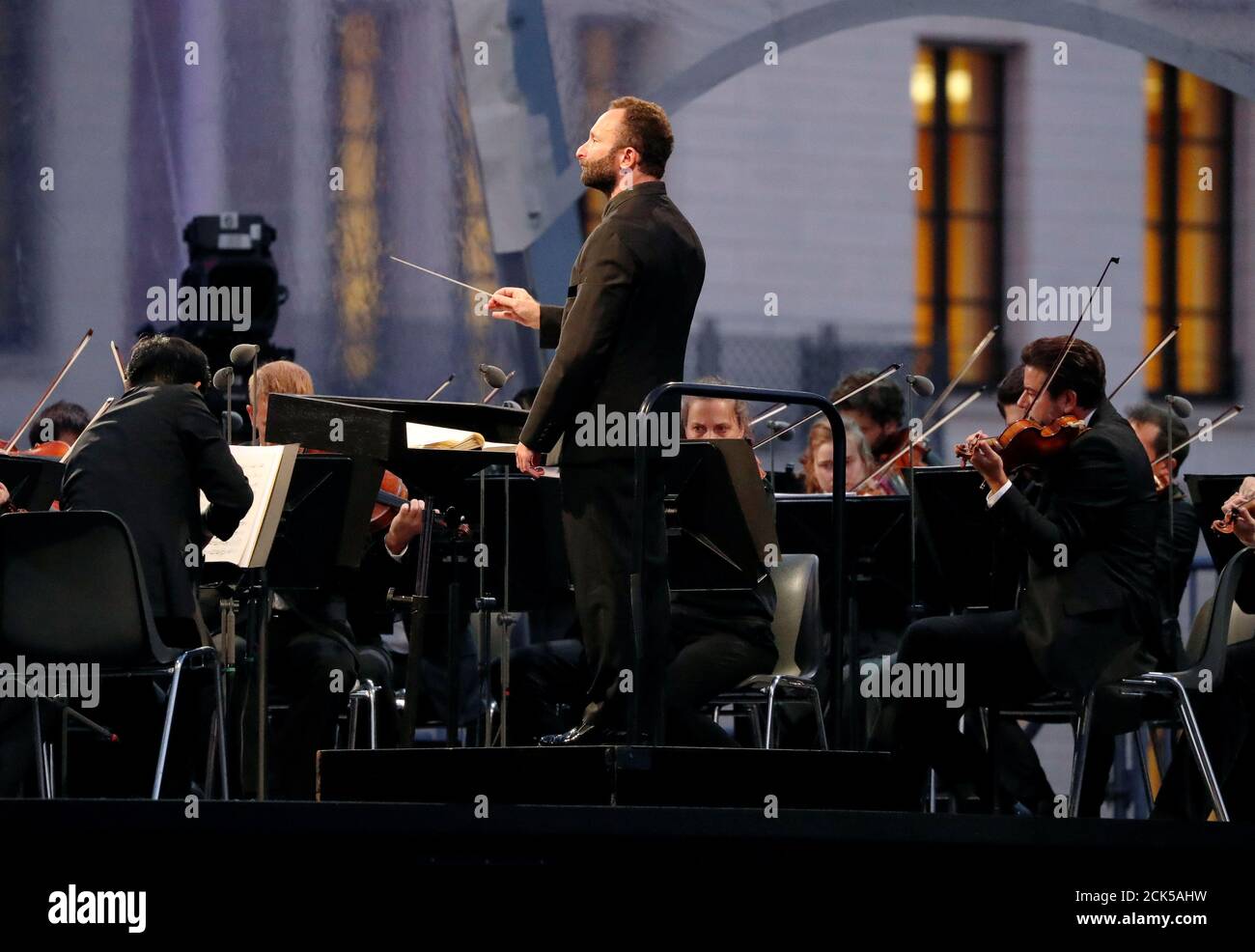 During of a concert of the berlin philharmonic orchestra hires stock