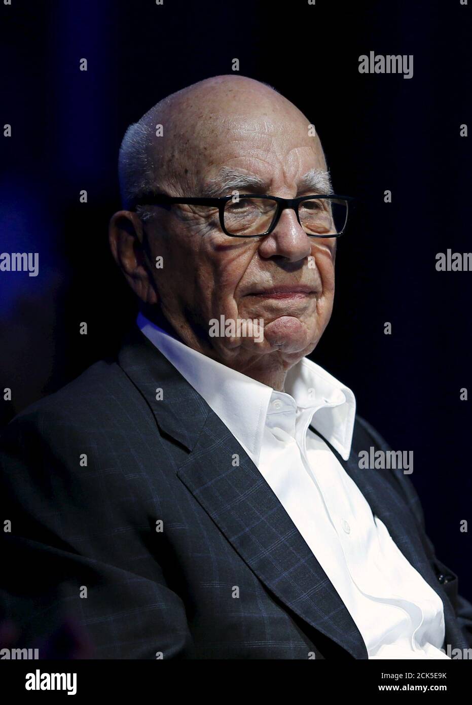 Rupert Murdoch, Executive Chairman of News Corp and 21st Century Fox, takes part as a judge during a global start up showcase at the Wall Street Journal Digital Live (WSJDLive) conference at the Montage hotel in Laguna Beach, California, October 20, 2015. REUTERS/Mike Blake Stock Photo