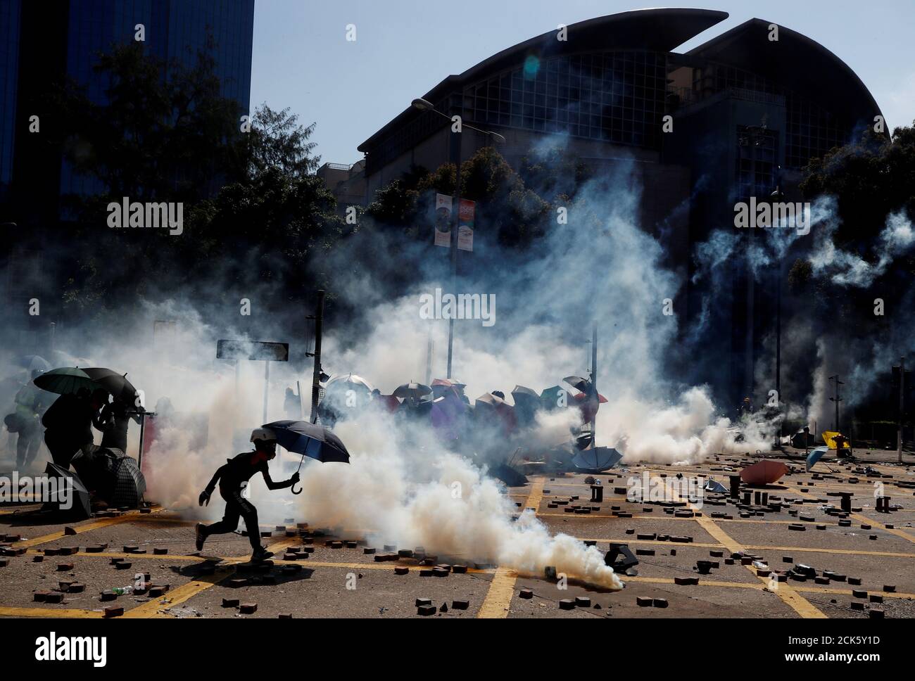 Protesters clash with police outside Hong Kong Polytechnic University (PolyU) in Hong Kong, China November 17, 2019.  REUTERS/Thomas Peter/File Photo SEARCH 'HONG KONG POY' FOR THIS STORY. SEARCH 'REUTERS POY' FOR ALL BEST OF 2019 PACKAGES. TPX IMAGES OF THE DAY. Stock Photo