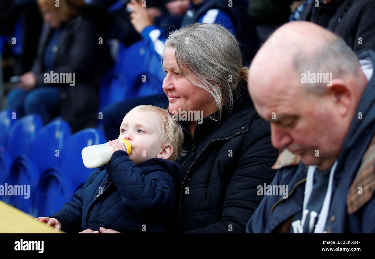 Soccer Football - FA Cup Fifth Round - AFC Wimbledon v Millwall - Kingsmeadow, London, Britain - February 16, 2019  Fans inside the stadium before the match   REUTERS/Eddie Keogh Stock Photo