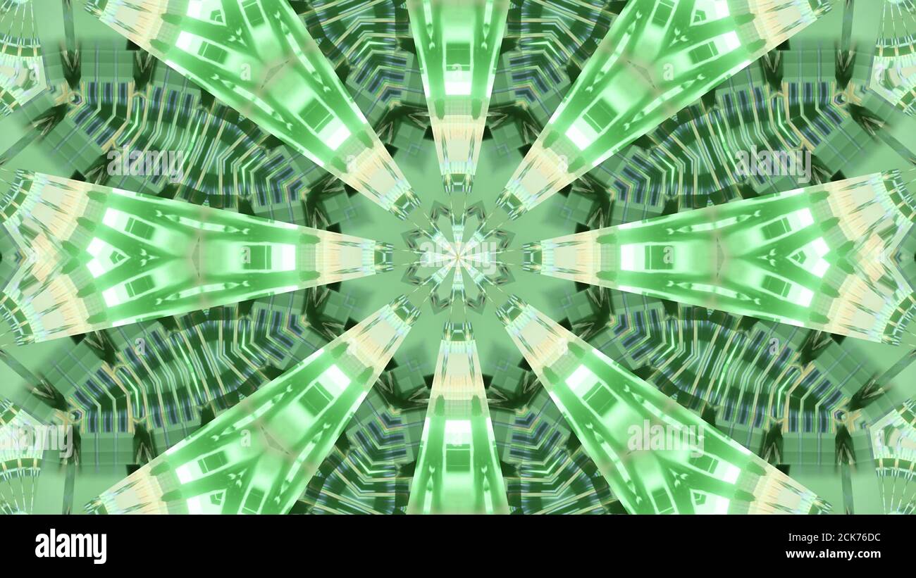 3D rendering of a futuristic background with geometric shapes and green ...