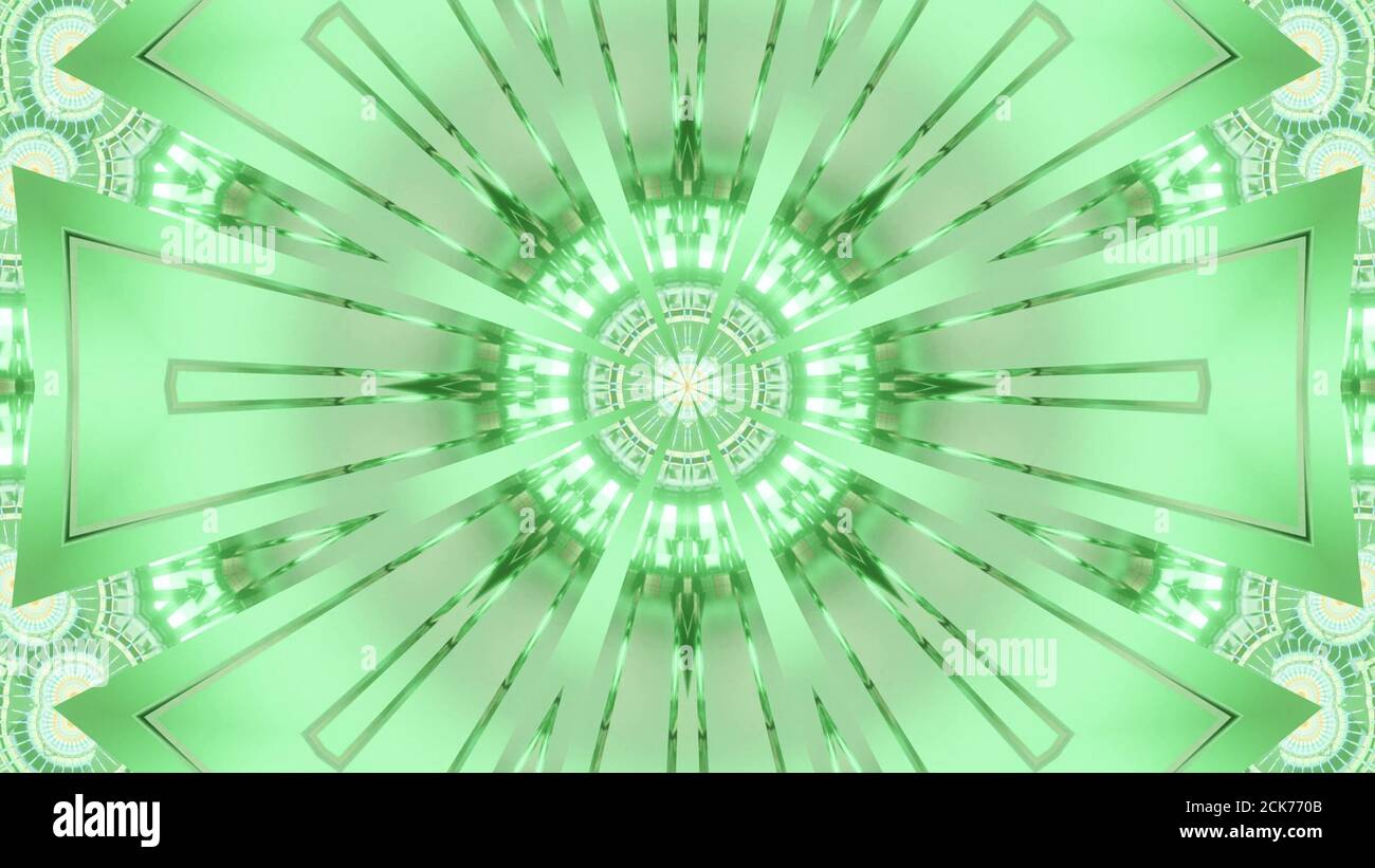 3D rendering of a futuristic background with geometric shapes and green ...