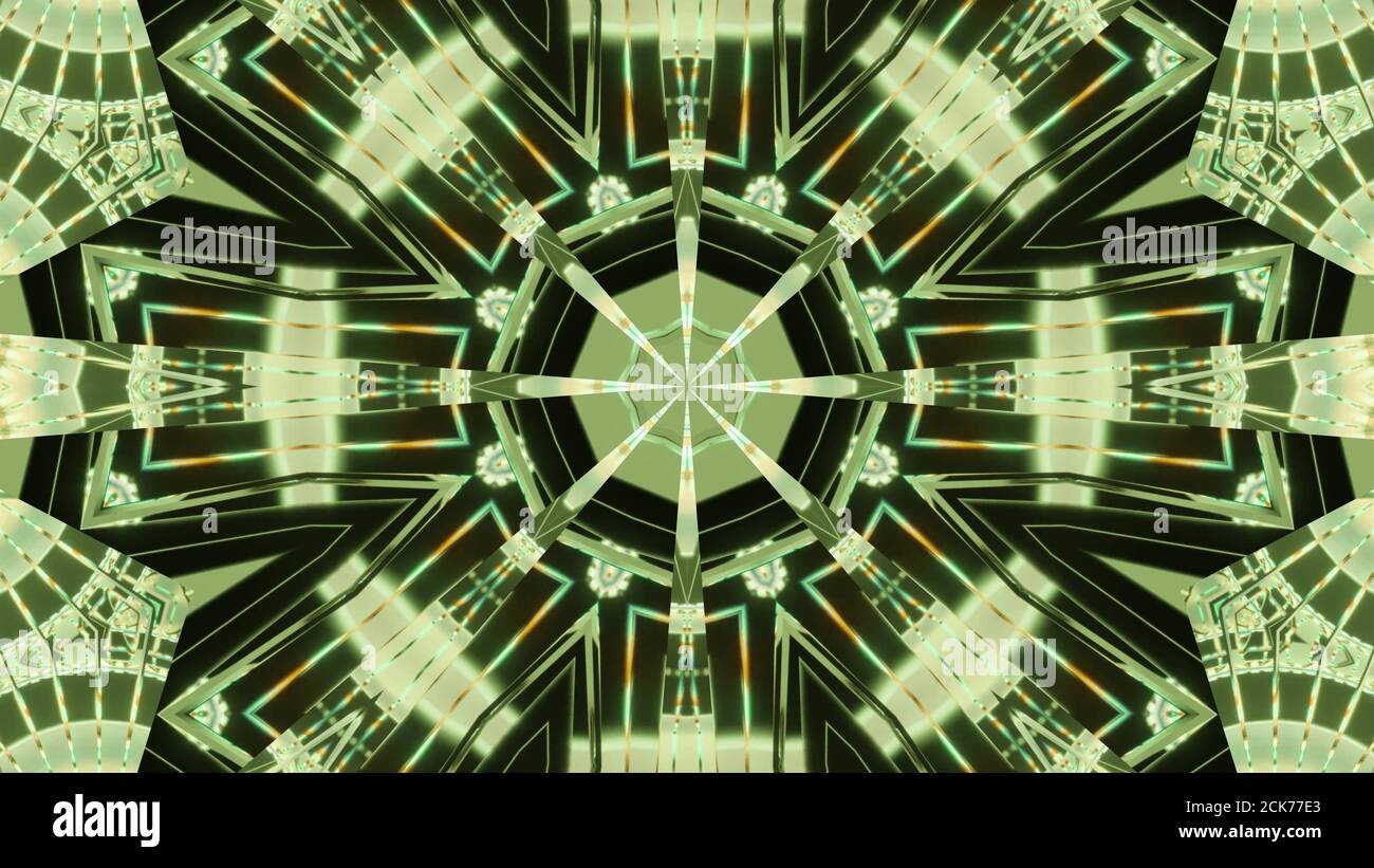 3D rendering of a futuristic background with geometric shapes and green ...