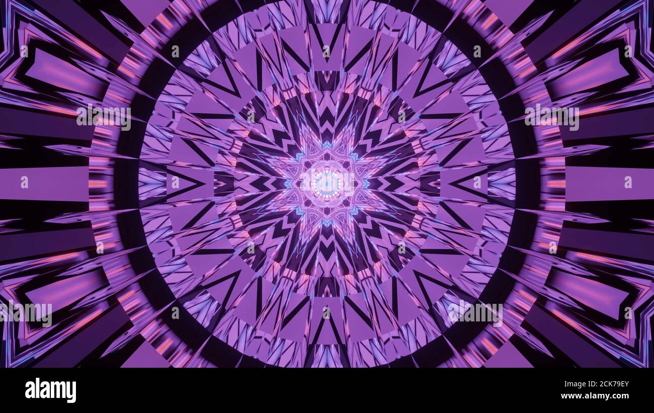 3D rendering of an abstract background with geometric shapes and neon ...