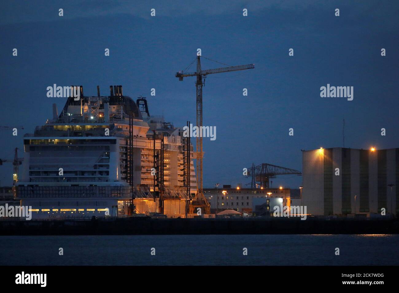 General view of the MSC Meraviglia class ship at the STX Les Chantiers