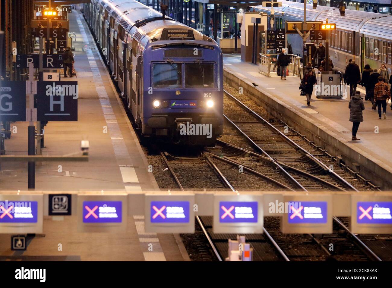 A Transilien Train Arrives At Gare De Lyon Train Station During A Strike By All Unions Of French Sncf Workers And The Paris Transport Network Ratp In Paris As France Faces Its