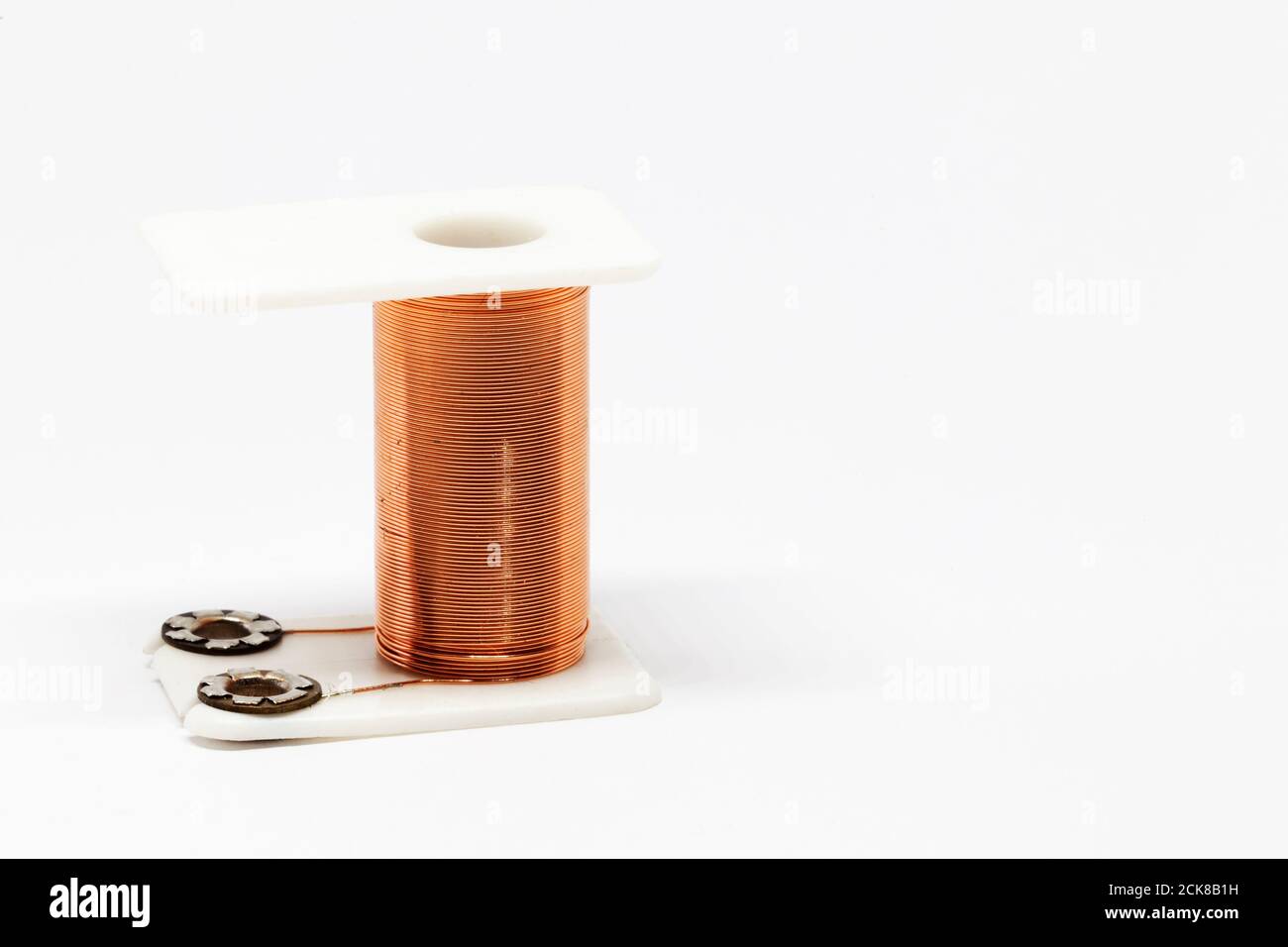 a coil with copper wire that forms part of an electric Stock