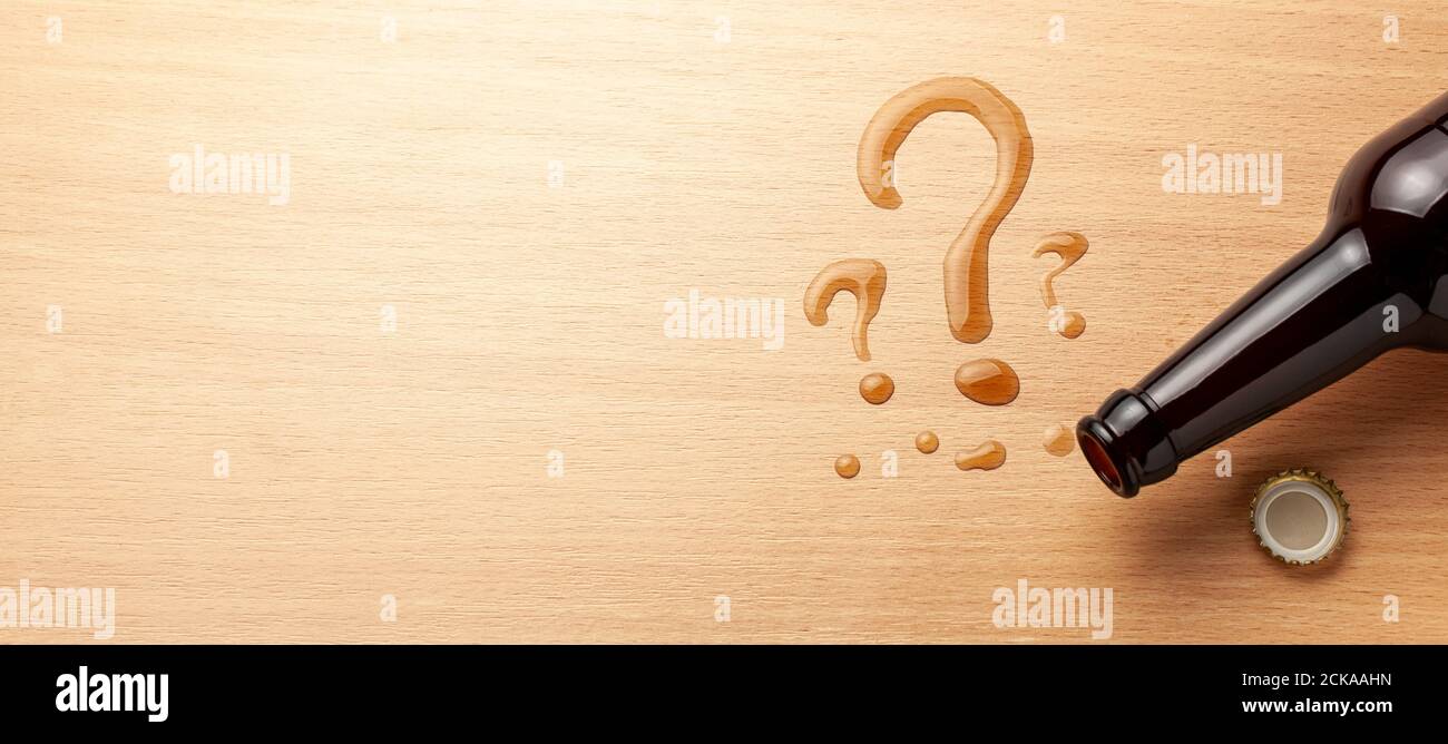 Beer bottle and question marks. Kaka choose beer. Why drink alcohol ...