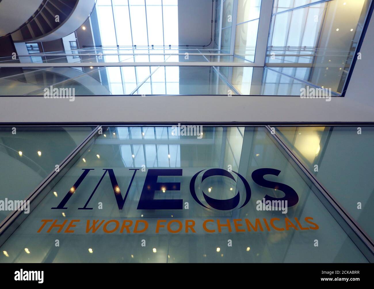 A logo is pictured in the headquarters of INEOS chemicals company in Rolle,  Switzerland, November 13, 2017. REUTERS/Denis Balibouse Stock Photo - Alamy