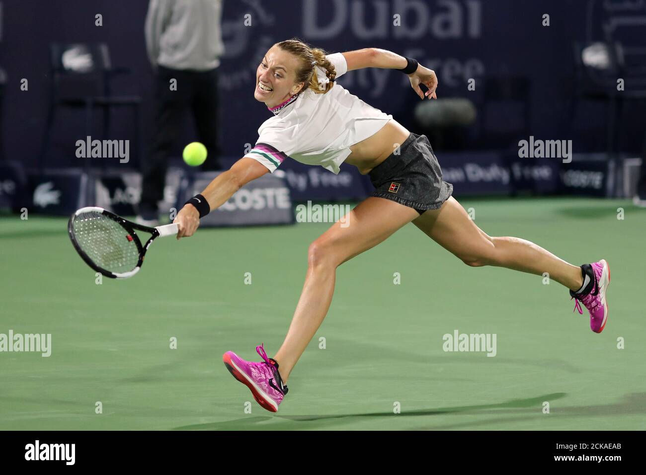 Tennis - WTA Premier 5 - Dubai Tennis Championships - Dubai Duty Free Tennis  Stadium, Dubai, United Arab Emirates - February 22, 2019 Czech Republic's  Petra Kvitova in action during her semi