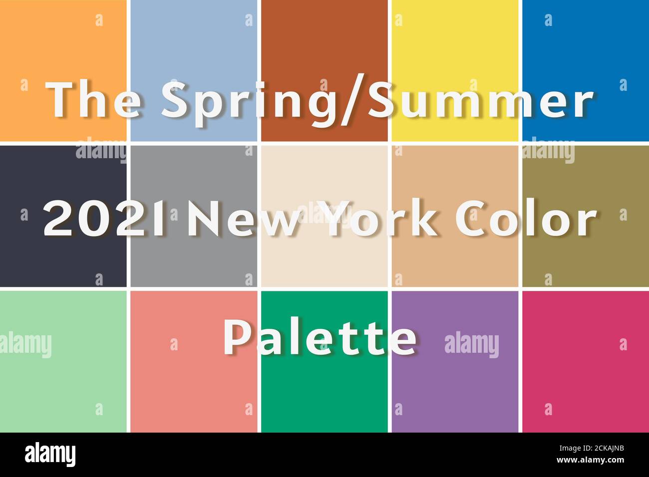 Set of 15 fashionable colors of fashion week. Text The Spring Summer 2021  New York Color Palette Stock Photo - Alamy