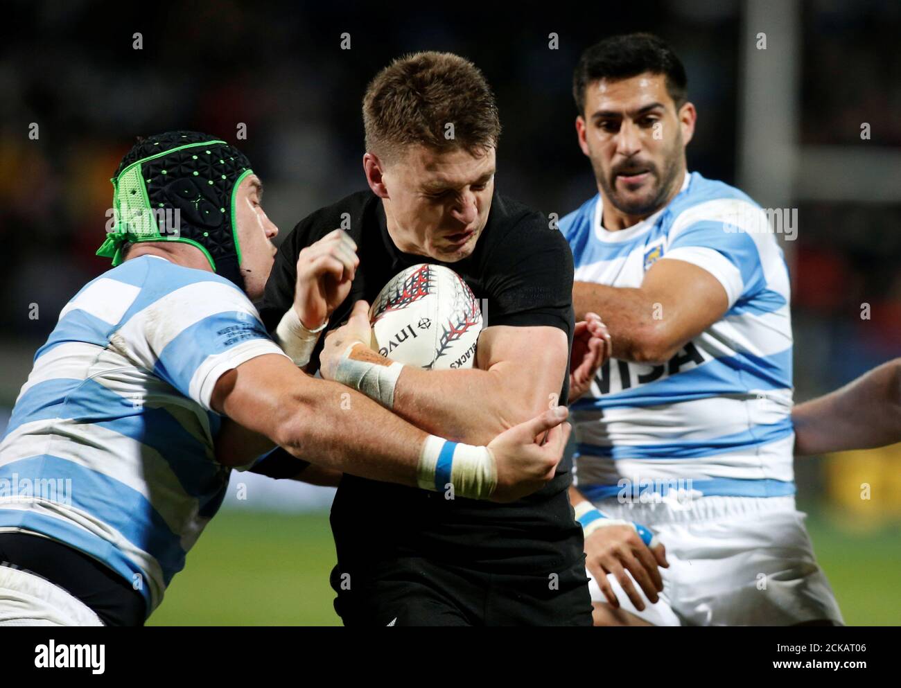 Rugby Union - Championship - New Zealand All Blacks vs Argentina Pumas -  New Plymouth, New Zealand - September 9, 2017 - New Zealand's fly-half  Beauden Barrett pushes past Argentina's defence. REUTERS/Nigel Marple Stock  Photo - Alamy