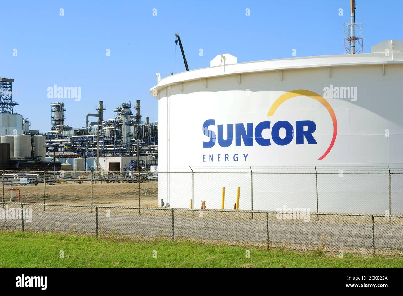 Suncor Energy facility is seen in Sherwood Park, Alberta, Canada August 21, 2019. REUTERS/Candace Elliott Stock Photo